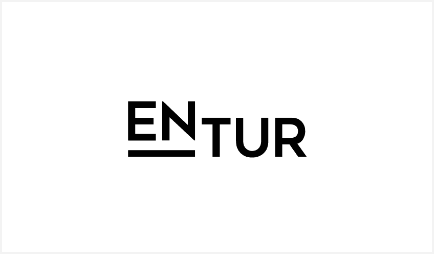 Entur logo med svart tekst på hvit bakgrunn